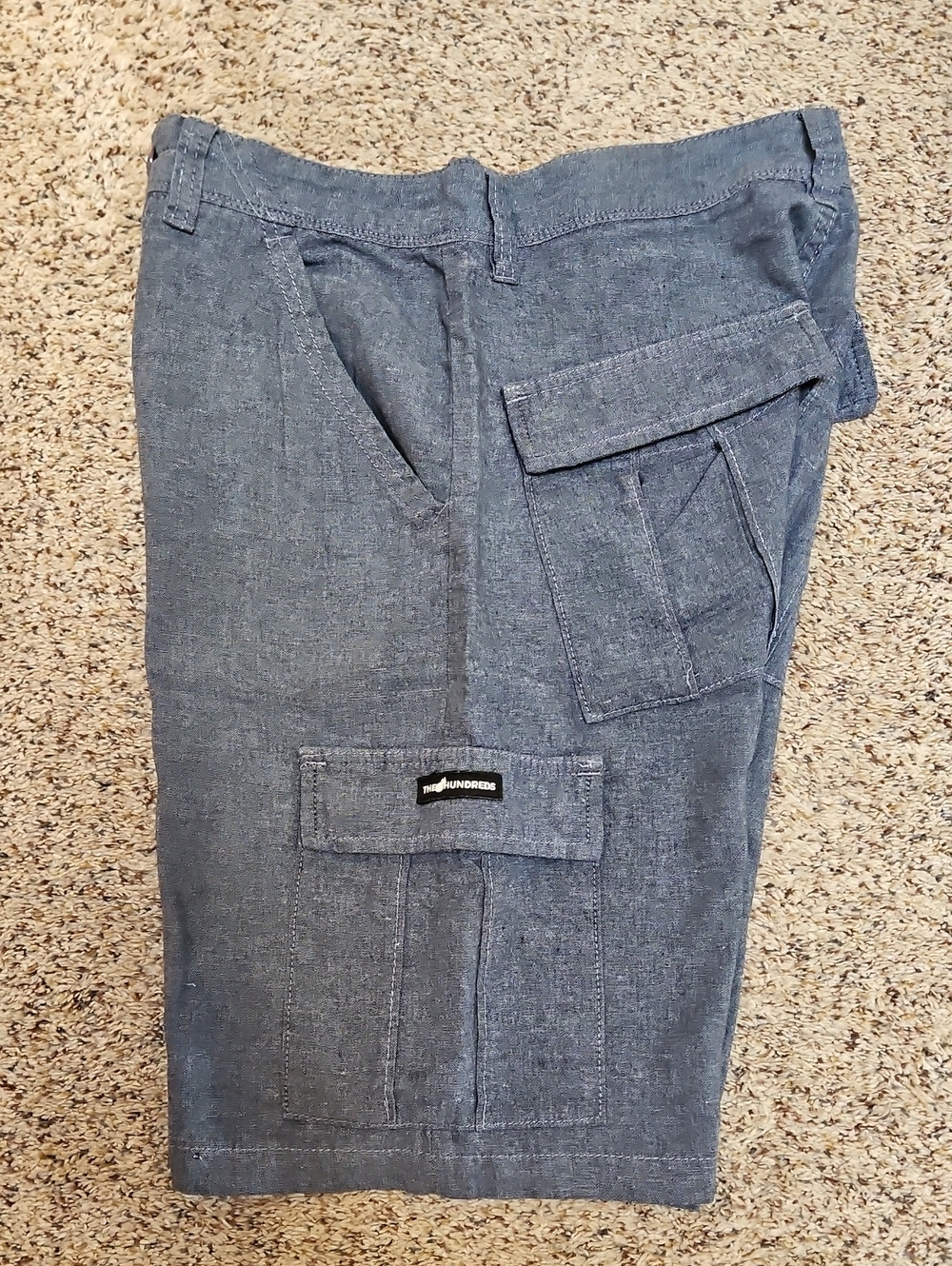 THE HUNDREDS Denim Blue Cargo Mens Shorts - 32